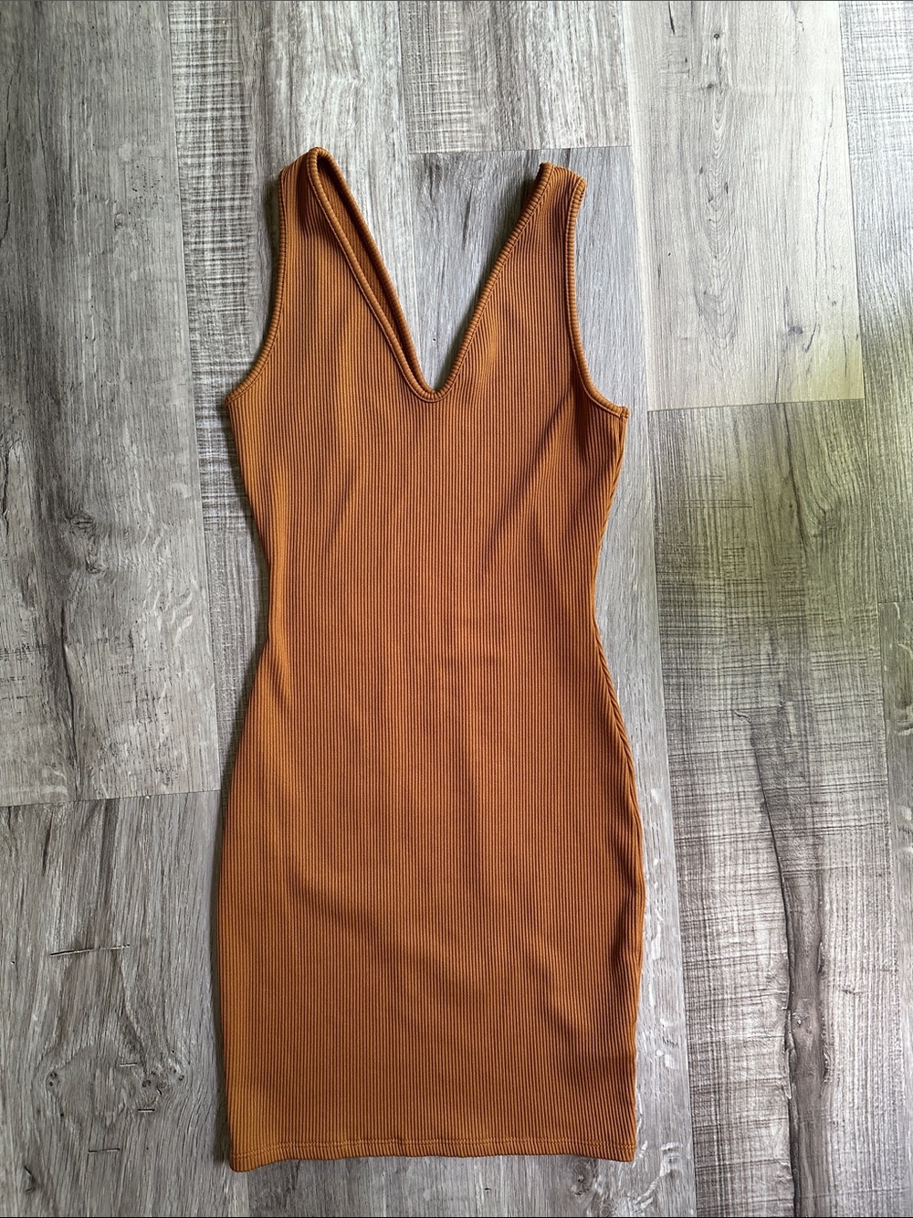 Women’s Wild Fable Rust Ribbed V-Neck Bodycon Dress